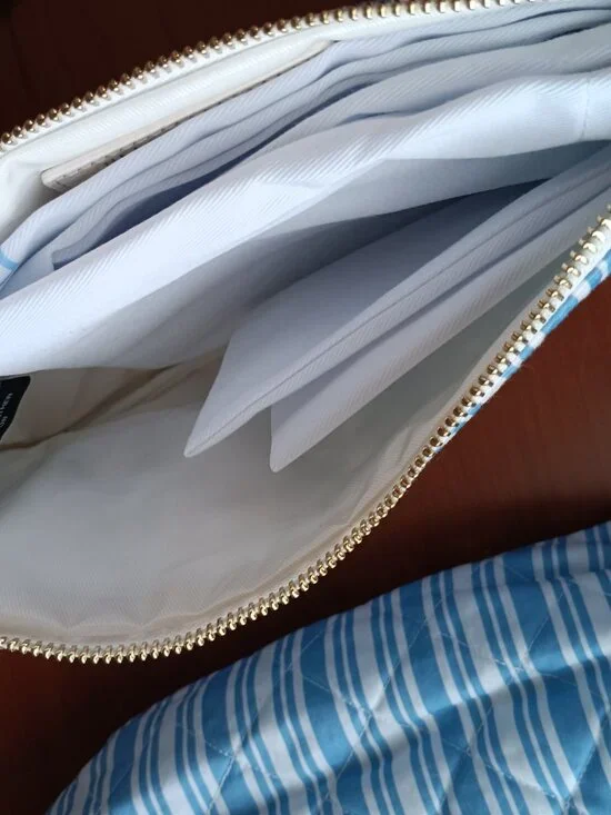 NWT Neely & Chloe Sky Blue & White Striped Cotton Tote with Insert Clutch - Picture 13 of 13